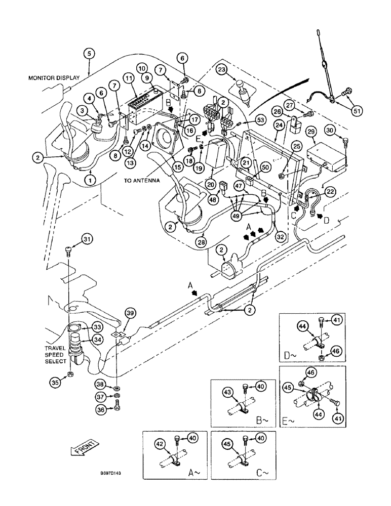 Схема запчастей Case 9040B - (4-30) - CAB ELECTRICAL SYSTEM, CONSOLE, CONTROLLER & AUXILIARY CONTROL HARNESSES, PRIOR TO P.I.N. DAC04#2001 (04) - ELECTRICAL SYSTEMS