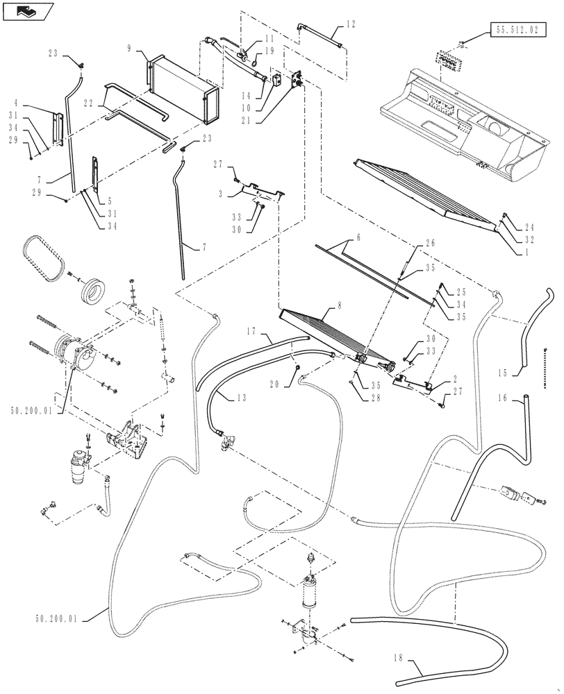 Схема запчастей Case DV207 - (50.200.02) - AIR CONDITIONER CONDENSER AND EVAPORATOR (50) - CAB CLIMATE CONTROL