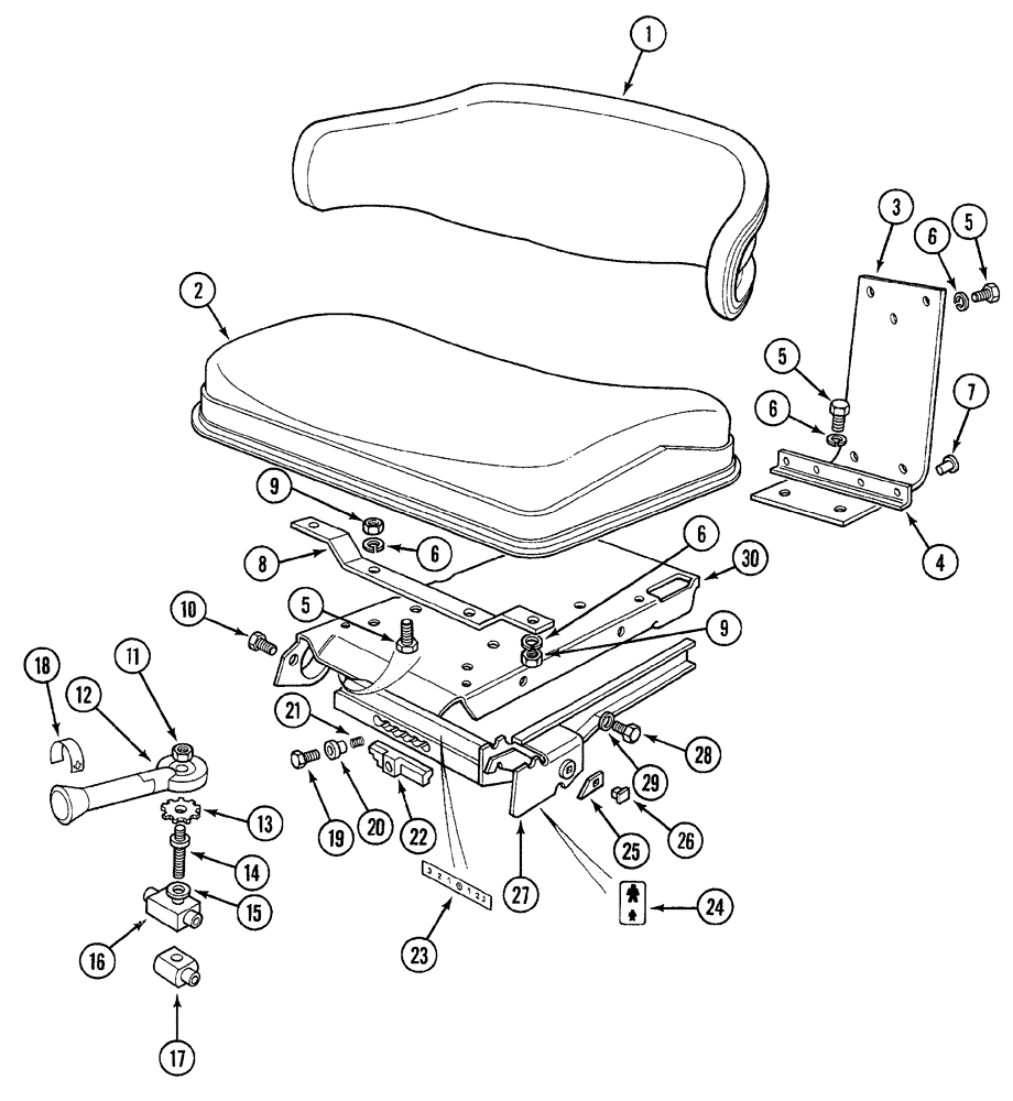 Схема запчастей Case 380B - (9-18) - SUSPENSION SEAT - BOSTROM (09) - CHASSIS