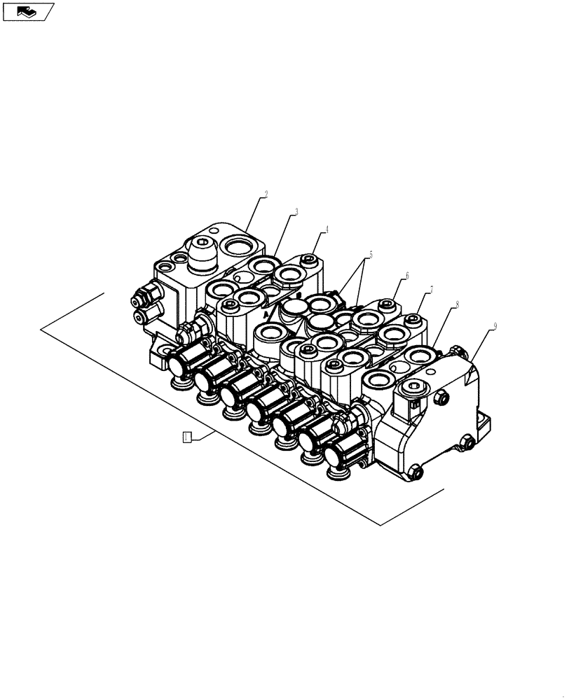 Схема запчастей Case 590SN - (35.726.17[03]) - VALVE - BACKHOE CONTROL, 7 SPOOL (W/O EXT DIPPER, W/ AUX HYDS, W/ PILOT CONTROLS) (35) - HYDRAULIC SYSTEMS