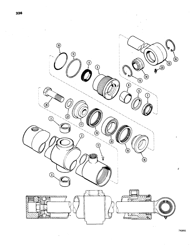 Схема запчастей Case 850 - (336) - G33713 LIFT CYLINDER - ANGLE TILT PITCH DOZER, GLAND IS STAMPED WITH CYL. PART NUMBER (07) - HYDRAULIC SYSTEM