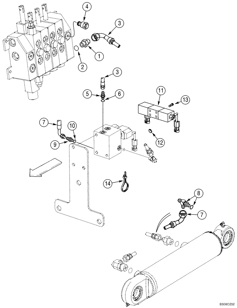 Схема запчастей Case 570MXT - (08-12) - HYDRAULICS - VALVE, LASER CONTROL (MODELS WITH THREE POINT HITCH LOCK VALVE) (08) - HYDRAULICS