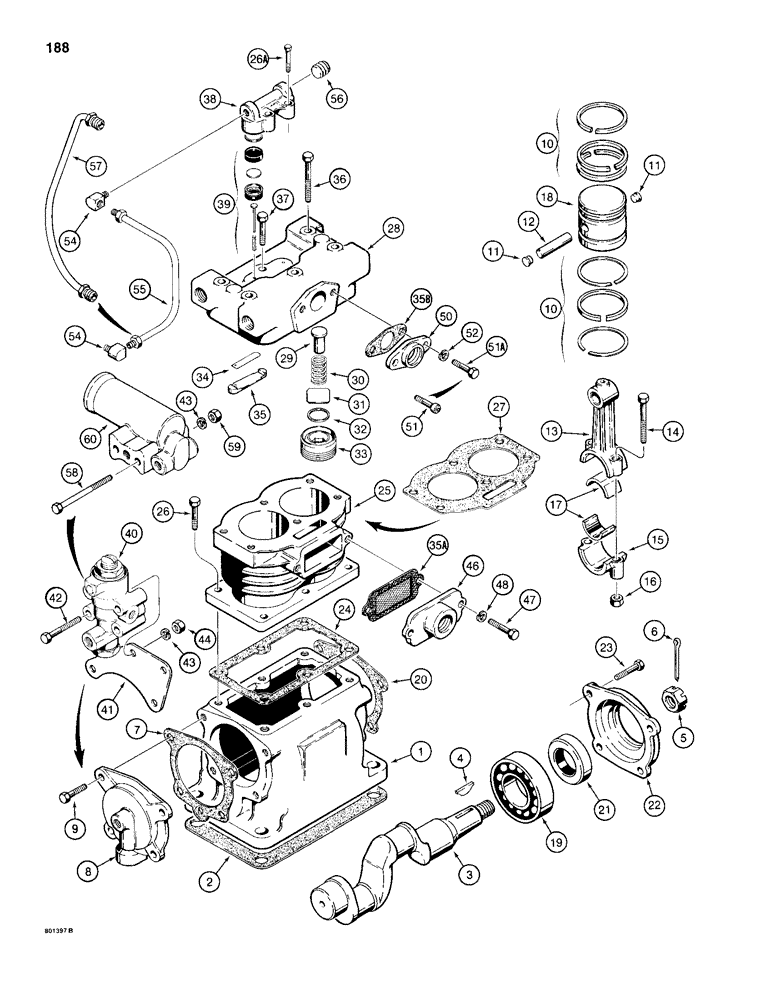 Схема запчастей Case 680H - (188) - BRAKE SYSTEM, AIR COMPRESSOR (07) - BRAKES