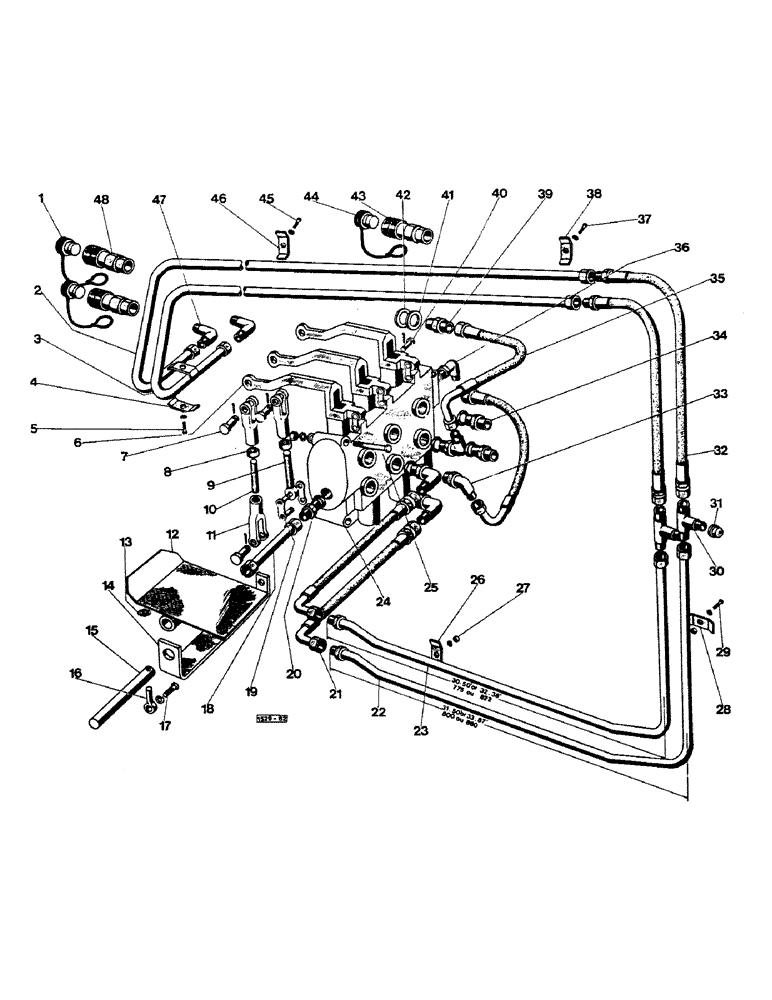 Схема запчастей Case 1529 - (108) - BASIC HYDRAULICS, 3 SPOOL FORMER MODEL 