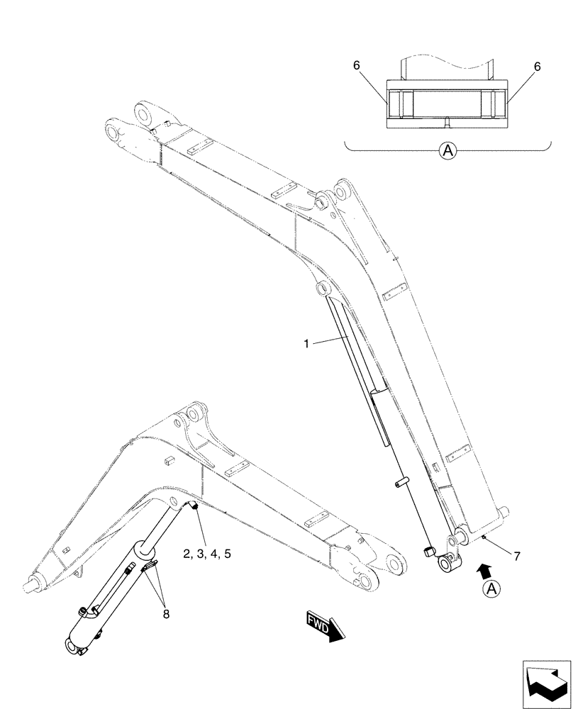 Схема запчастей Case CX50B - (03-002) - BOOM GROUP (84) - BOOMS, DIPPERS & BUCKETS