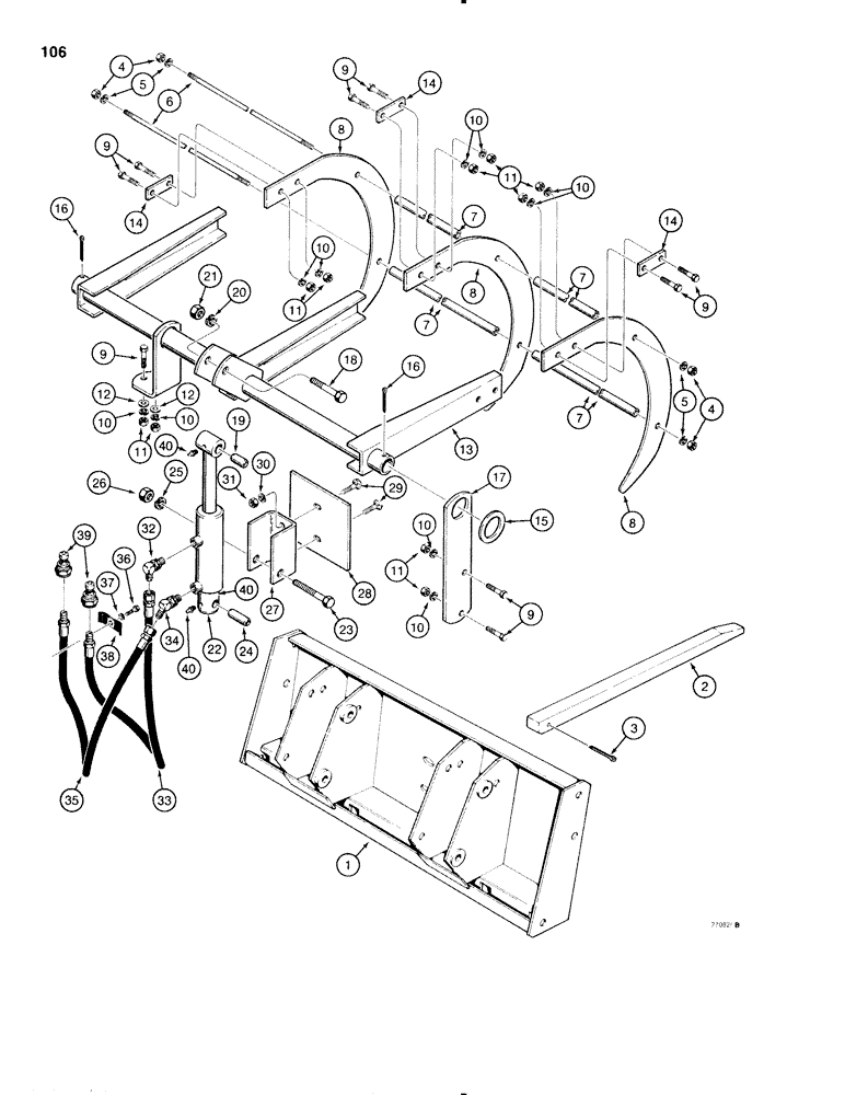 Схема запчастей Case 1816C - (106) - MANURE FORK AND GRAPPLE, HYDRAULIC GRAPPLE ATTACHMENT USED WITH MANURE FORK (09) - CHASSIS/ATTACHMENTS
