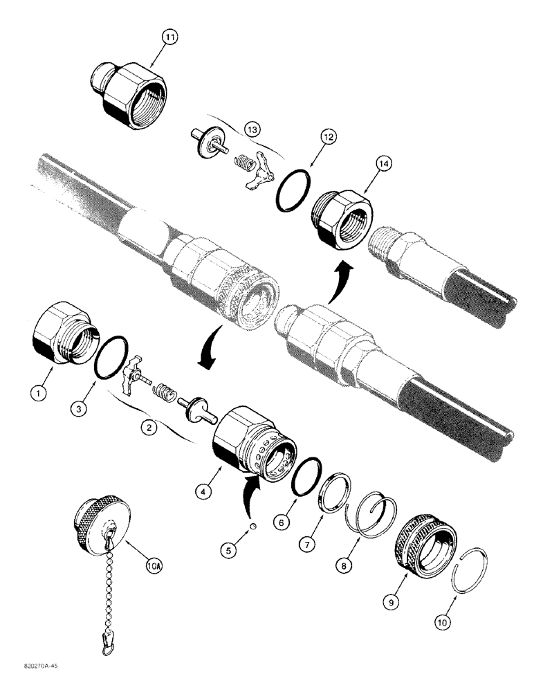 Схема запчастей Case 480F LL - (8-120) - HYDRAULIC QUICK DISCONNECT COUPLINGS, D52800 FEMALE, D52694 MALE (08) - HYDRAULICS