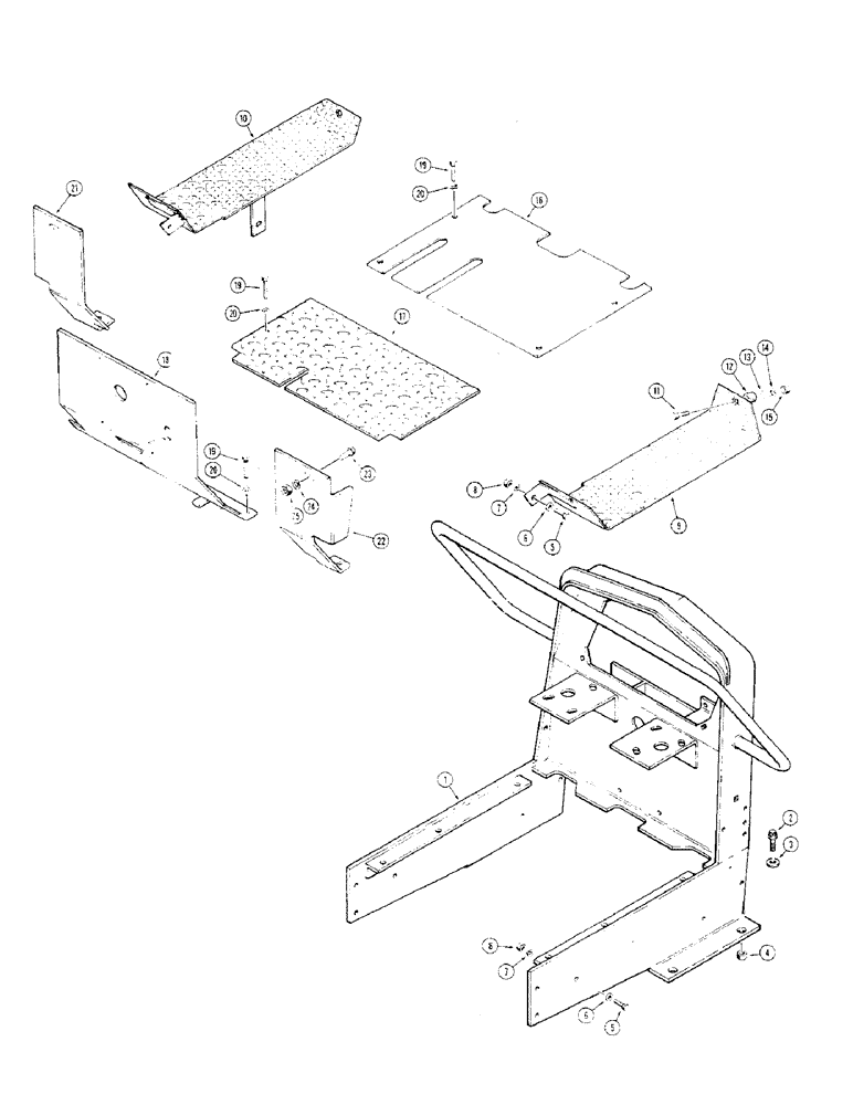 Схема запчастей Case 475 - (284) - COWL AND FLOOR PLATES (90) - PLATFORM, CAB, BODYWORK AND DECALS