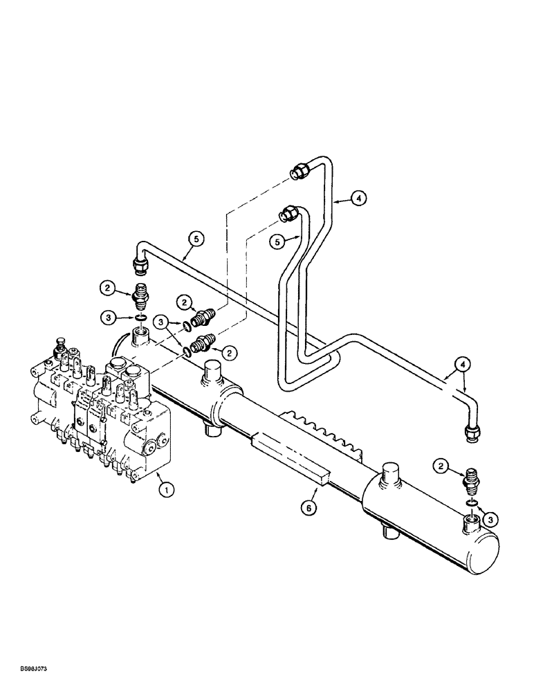 Схема запчастей Case 560 - (8-073A) - BACKHOE SWING CYLINDER HYDRAULIC CIRCUIT, D125 BACKHOE, BACKHOE SERIAL NUMBER JAF0218189 AND AFTER (08) - HYDRAULICS