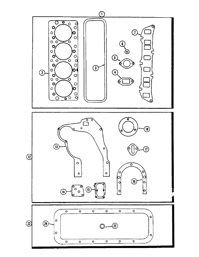 Схема запчастей Case 500 - (044) - ENGINE GASKET KITS, (188) SPARK IGNITION ENGINE, VALVE GRIND GASKET KIT (01) - ENGINE