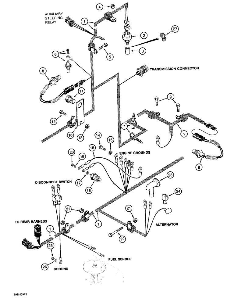 Схема запчастей Case 921 - (4-020) - REAR HARNESS, ENIGINE LEFT-HAND SIDE (04) - ELECTRICAL SYSTEMS