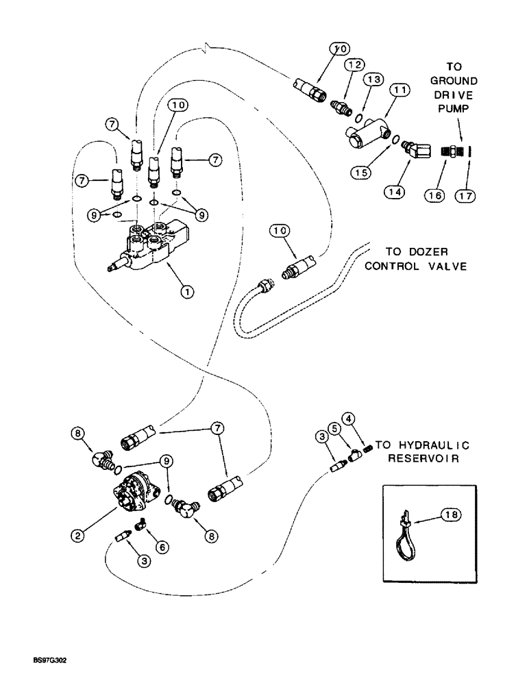 Схема запчастей Case TF300 - (8-36) - HYDRA-BORER HYDRAULIC CIRCUIT, 3 POSITION SPRING CENTERED (08) - HYDRAULICS