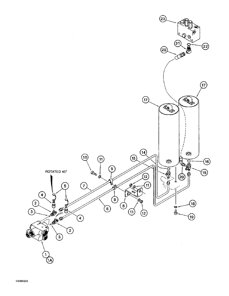 Схема запчастей Case 821B - (7-10) - HYDRAULICS, MAIN BRAKE - ACCUMULATOR VALVE TO PRESS. REDUCING VALVE PRESS. PORT(PRIOR TO JEE0051723) (07) - BRAKES
