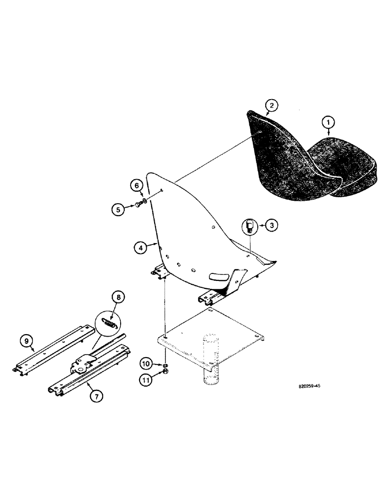 Схема запчастей Case W36 - (9-498) - L46484, L77247 AND D124790 SEAT ASSEMBLIES (09) - CHASSIS