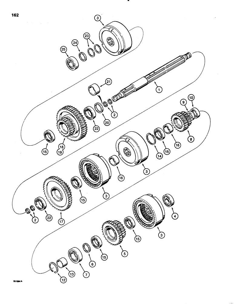 Схема запчастей Case 1150C - (162) - TRANSMISSION LEFT-HAND AND RIGHT-HAND CLUTCH SHAFTS (06) - POWER TRAIN