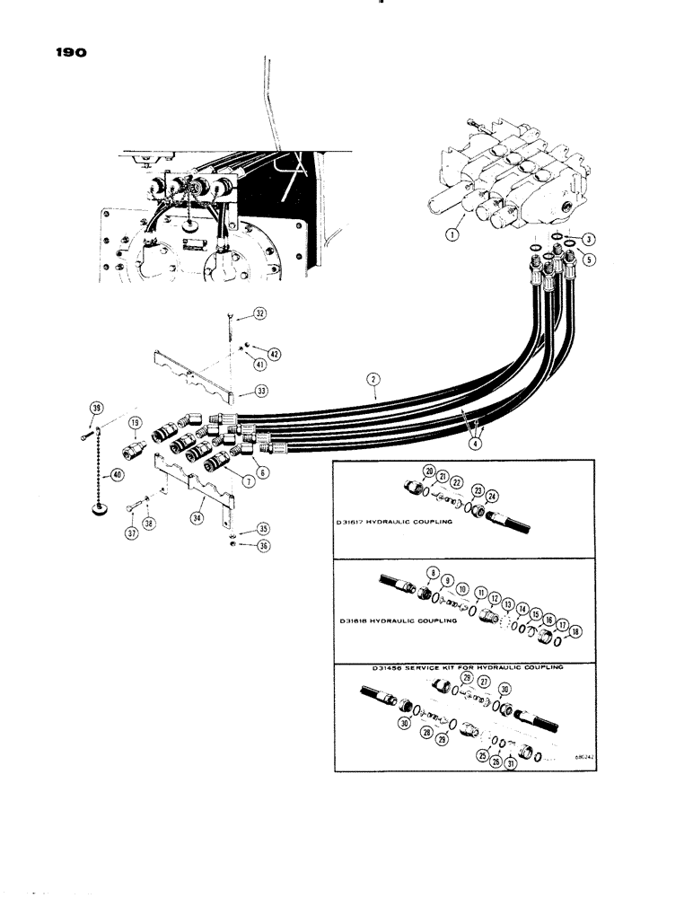 Схема запчастей Case 1150 - (190) - DUAL PULL BEHIND HYDRAULICS (07) - HYDRAULIC SYSTEM