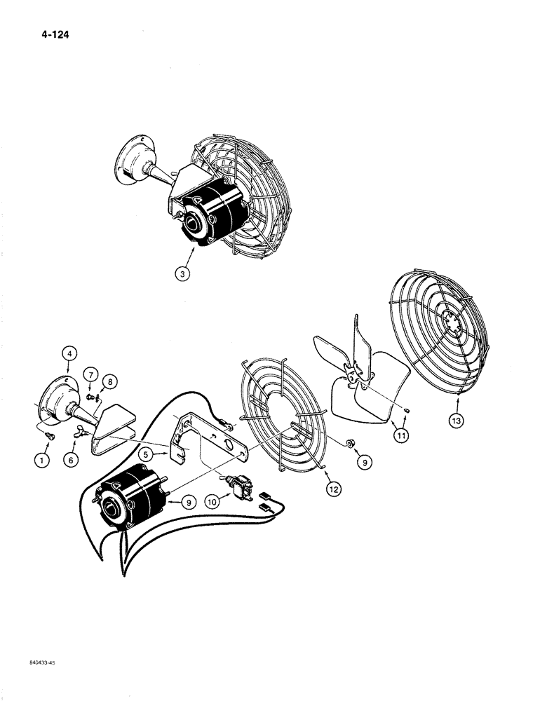 Схема запчастей Case 1187B - (4-124) - DEFROSTER FAN (04) - ELECTRICAL SYSTEMS