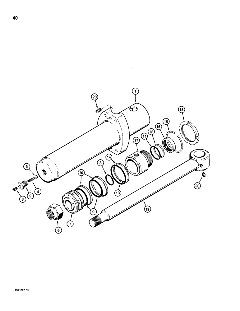 Схема запчастей Case D130 - (9-40) - H528885 SWING CYLINDER, CESSNA NO. 41093-NC (ON ROD END OF CYLINDER) 
