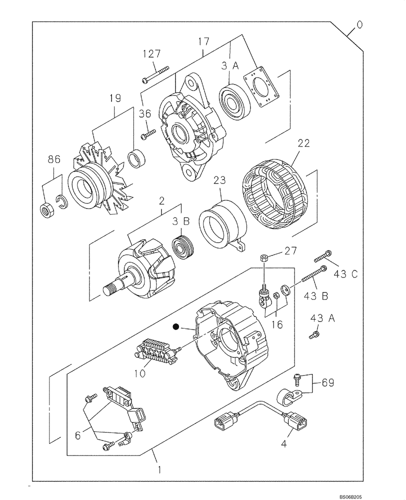 Схема запчастей Case CX800 - (04-066-01[01]) - ALTERNATOR (04) - ELECTRICAL SYSTEMS