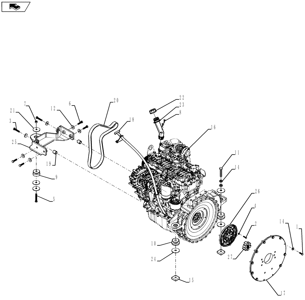 Схема запчастей Case 420CT - (02-05) - ENGINE - MOUNTING AND THROTTLE, SERIES 3 (02) - ENGINE
