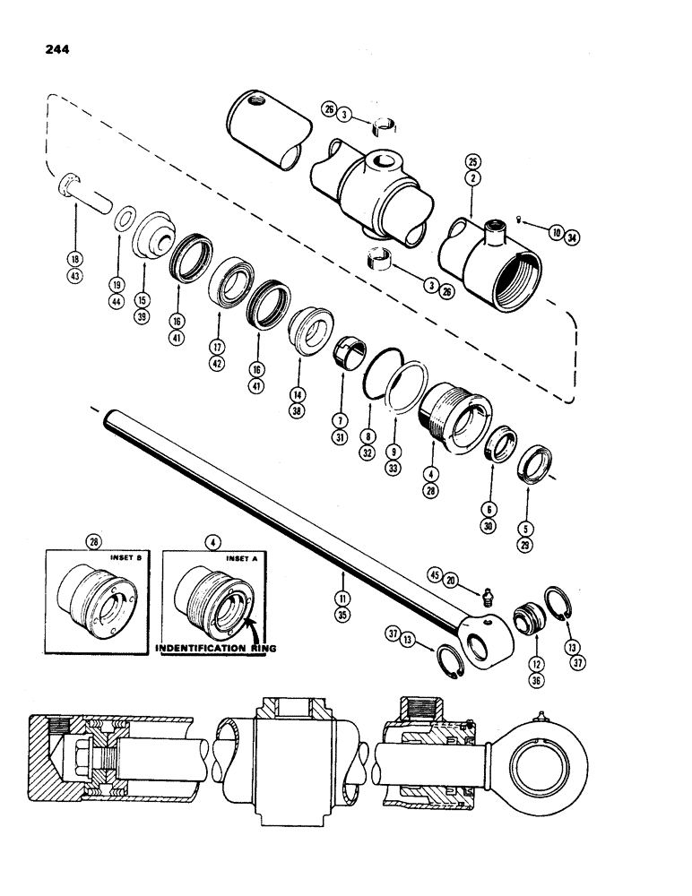 Схема запчастей Case 450 - (244) - G33359 DOZER LIFT CYL., 2-1/2" DIA. CYL. W/30-3/8" STROKE (07) - HYDRAULIC SYSTEM