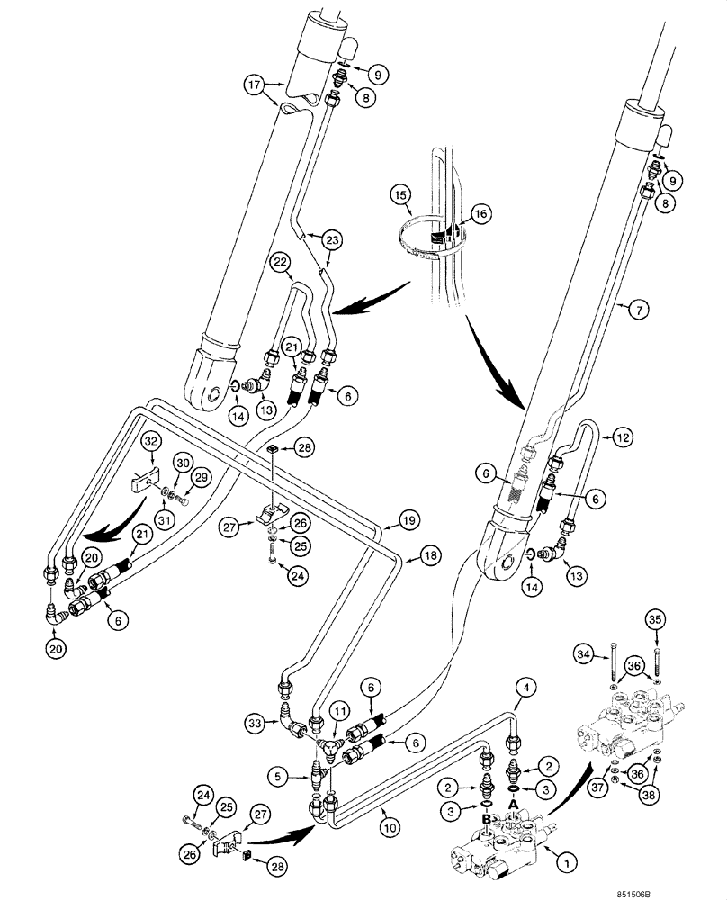 Схема запчастей Case 1845C - (08-01) - HYDRAULICS - LOADER LIFT, - JAF0041139 (08) - HYDRAULICS