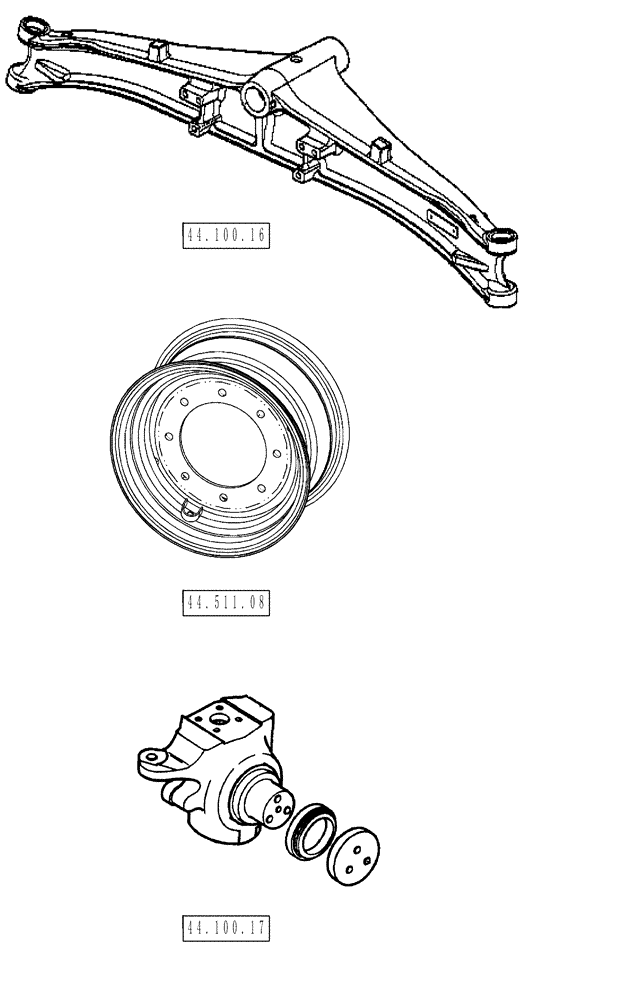 Схема запчастей Case 580SM - (00.000.44) - PICTORIAL INDEX - AXLE & WHEELS (00) - GENERAL & PICTORIAL INDEX