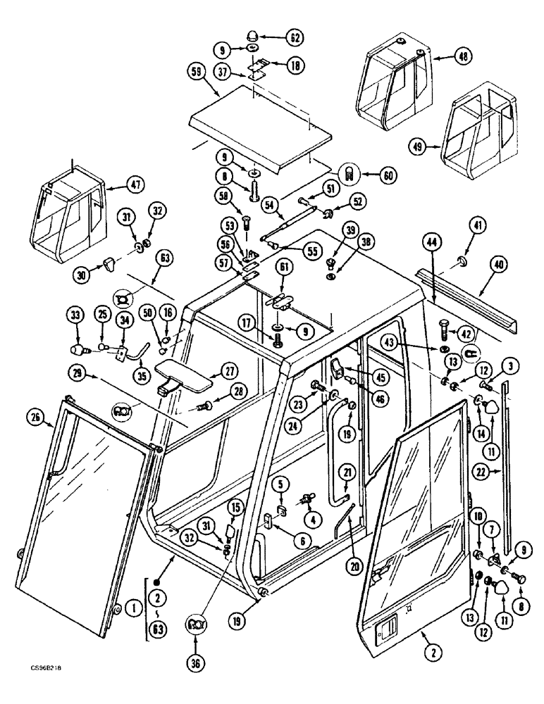 Схема запчастей Case 688BCK - (9E-14) - CAB - SHEET METAL OPENING ROOF, 688B CK (120301-120387, 120400, 120401, 120410) (05.1) - UPPERSTRUCTURE CHASSIS/ATTACHMENTS