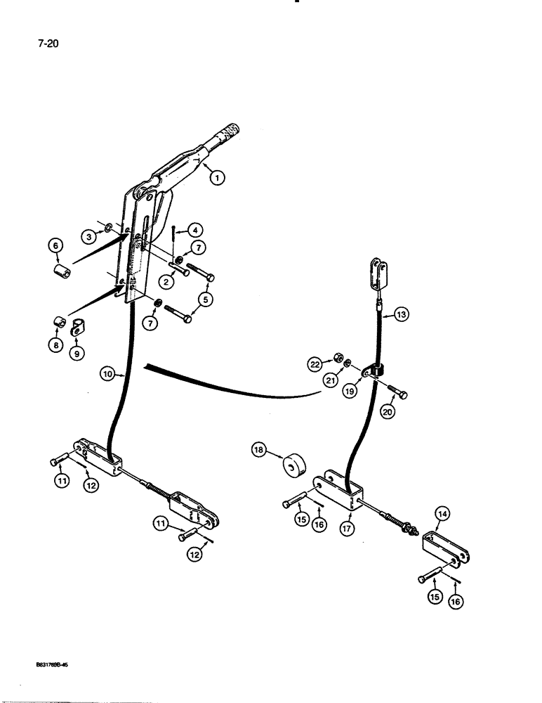 Схема запчастей Case 450C - (7-20) - PARKING BRAKE, USED THROUGH P.I.N. 3080911 (07) - BRAKES