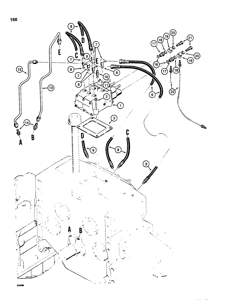 Схема запчастей Case 850C - (150) - TRANSMISSION CONTROL VALVE HYDRAULIC LINES (03) - TRANSMISSION