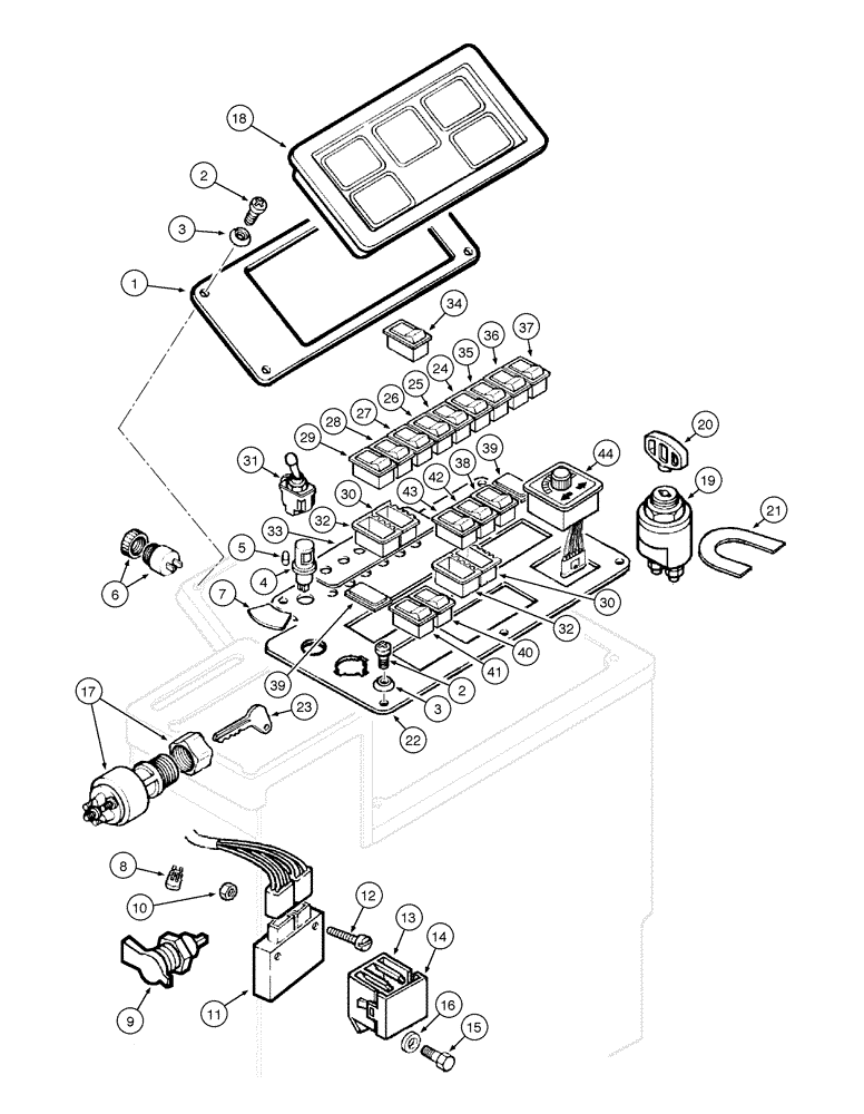 Схема запчастей Case 885 AWD - (04-14[01]) - ELECTRICAL SYSTEM - COMMAND PANEL (04) - ELECTRICAL SYSTEMS