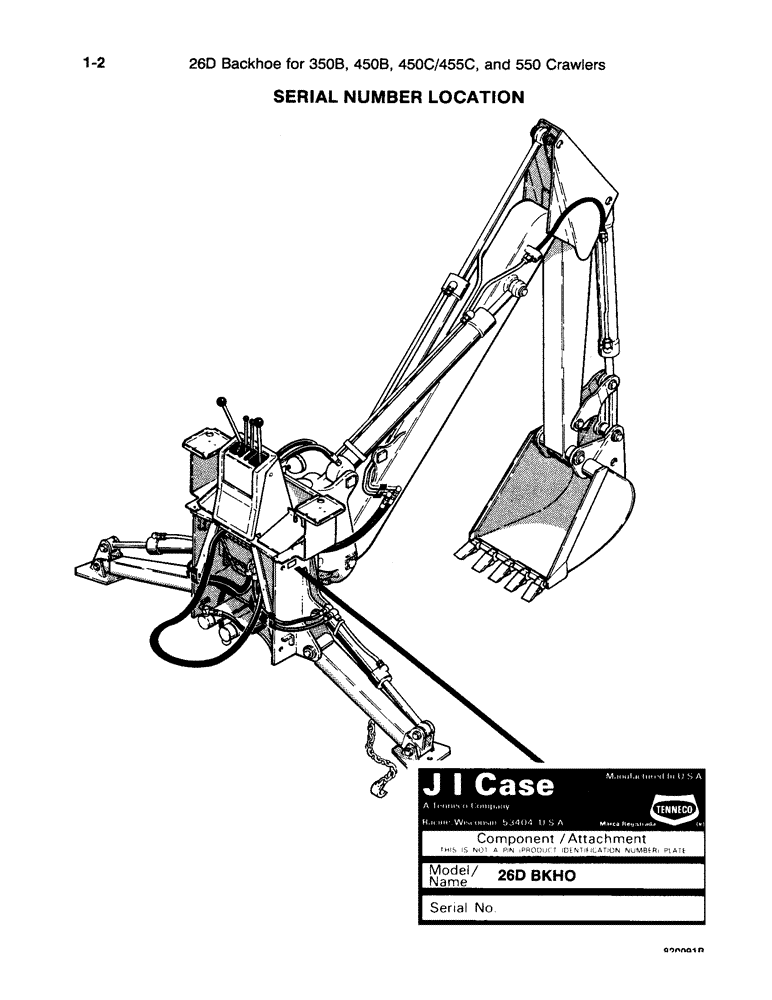 Схема запчастей Case 26D - (1-2) - SERIAL NUMBER LOCATION 