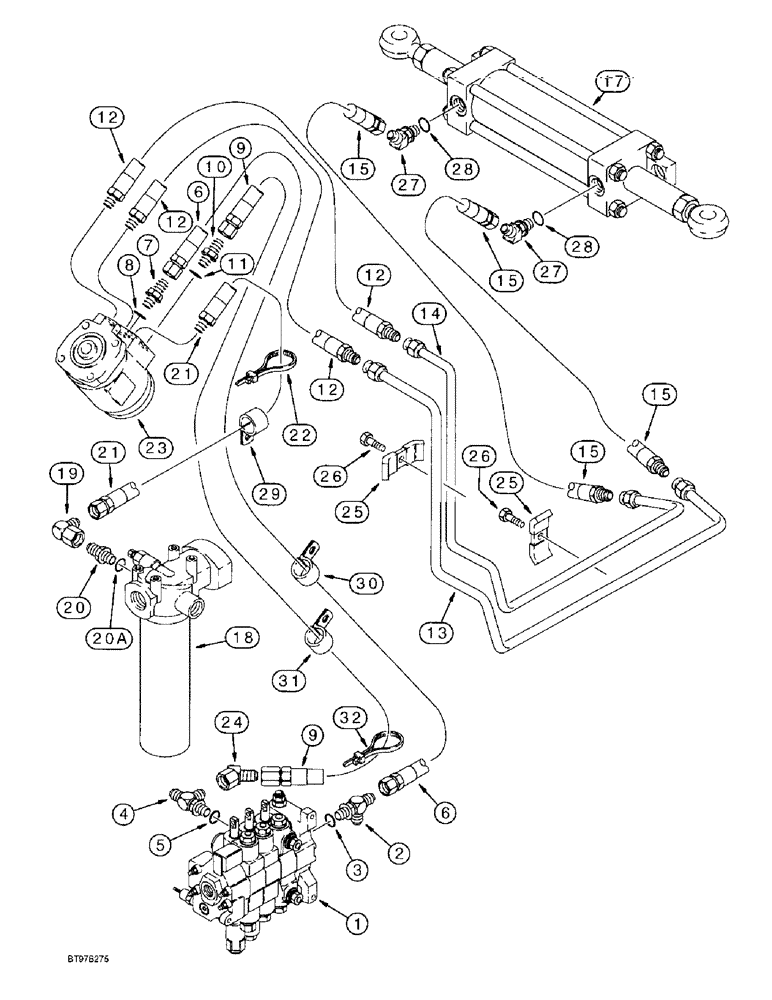 Схема запчастей Case 590SL - (5-04) - STEERING HYDRAULIC CIRCUIT (05) - STEERING