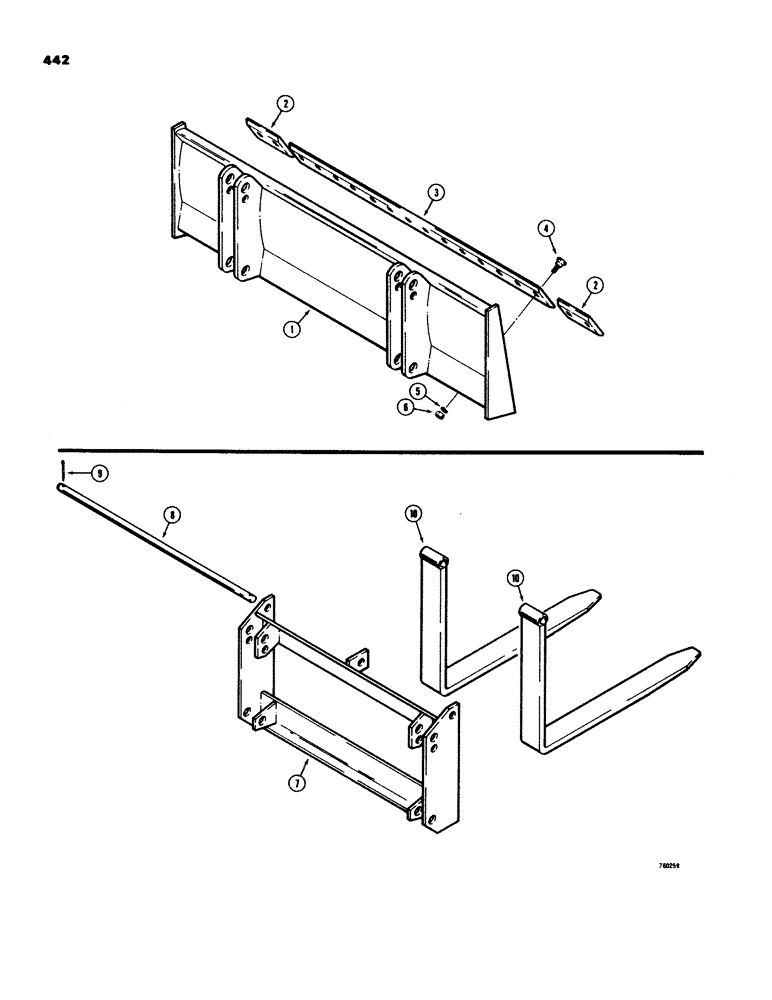 Схема запчастей Case 580C - (442) - LOADER BLADE (09) - CHASSIS/ATTACHMENTS