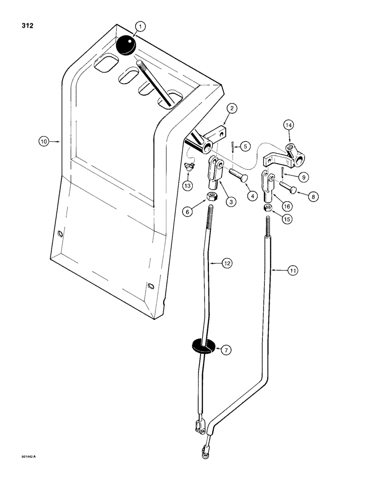 Схема запчастей Case 680H - (312) - EXTENDABLE DIPPER CONTROL WITH FOOT SWING MODELS (09) - CHASSIS/ATTACHMENTS