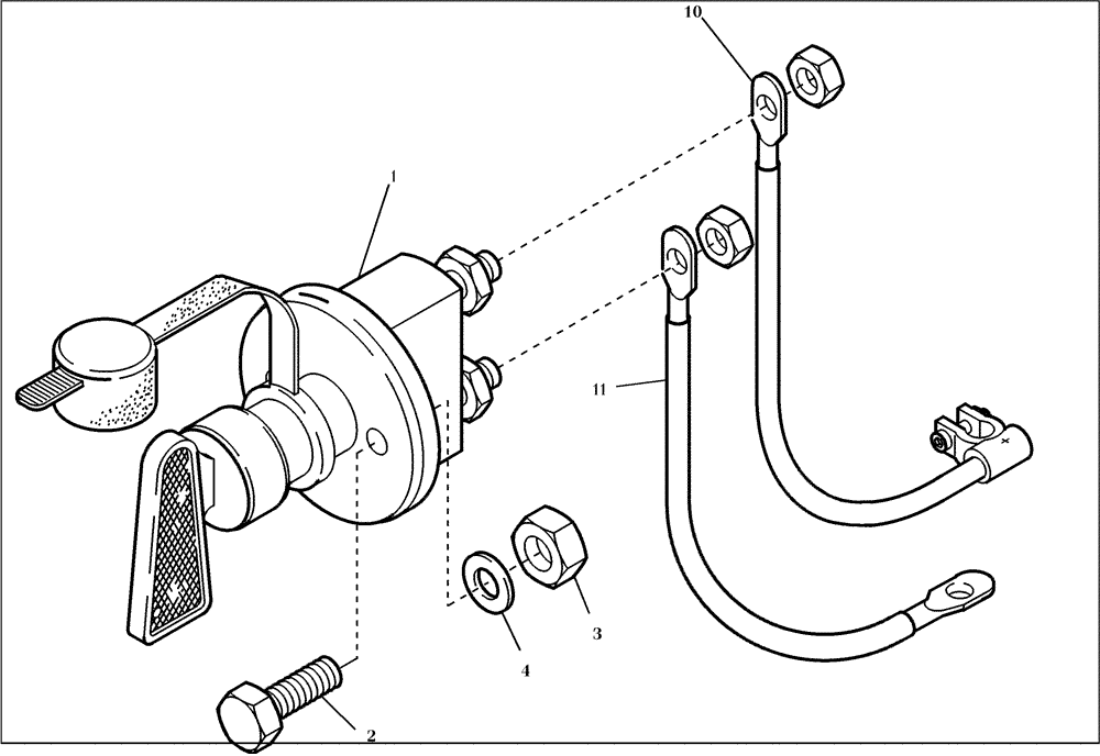 Схема запчастей Case 321D - (32.175[002]) - MAIN SWITCH BATTERY INSTALLATION (OPTION) (S/N 591052-UP) No Description