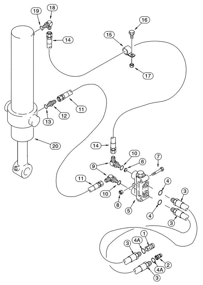 Схема запчастей Case 95XT - (08-72) - HYDRAULIC SYSTEM, TRENCHER BOOM LIFT (NORTH AMERICA) (08) - HYDRAULICS