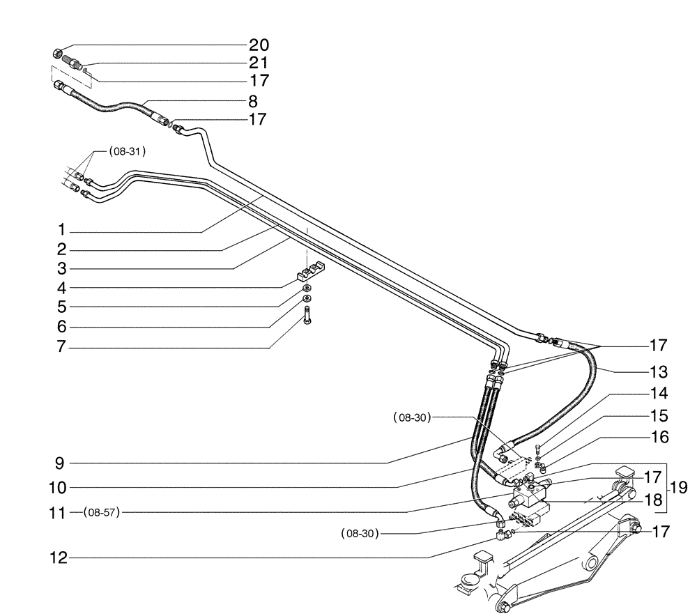 Схема запчастей Case 865B AWD - (08-29[01]) - FRONT WHEEL DRIVE HYDRAULIC CIRCUIT (08) - HYDRAULICS