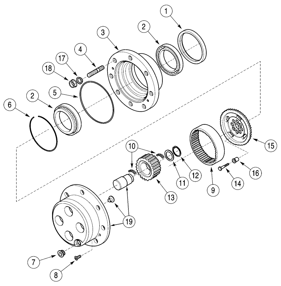 Схема запчастей Case 960 - (06-32) - AXLE, REAR HUB, WHEEL AND PLANETARY CARRIER (06) - POWER TRAIN