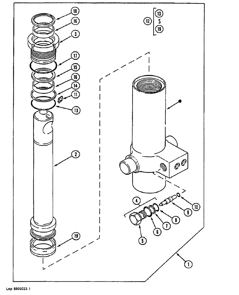 Схема запчастей Case 688B - (58) - STABILIZER CYLINDER (07) - HYDRAULIC SYSTEM