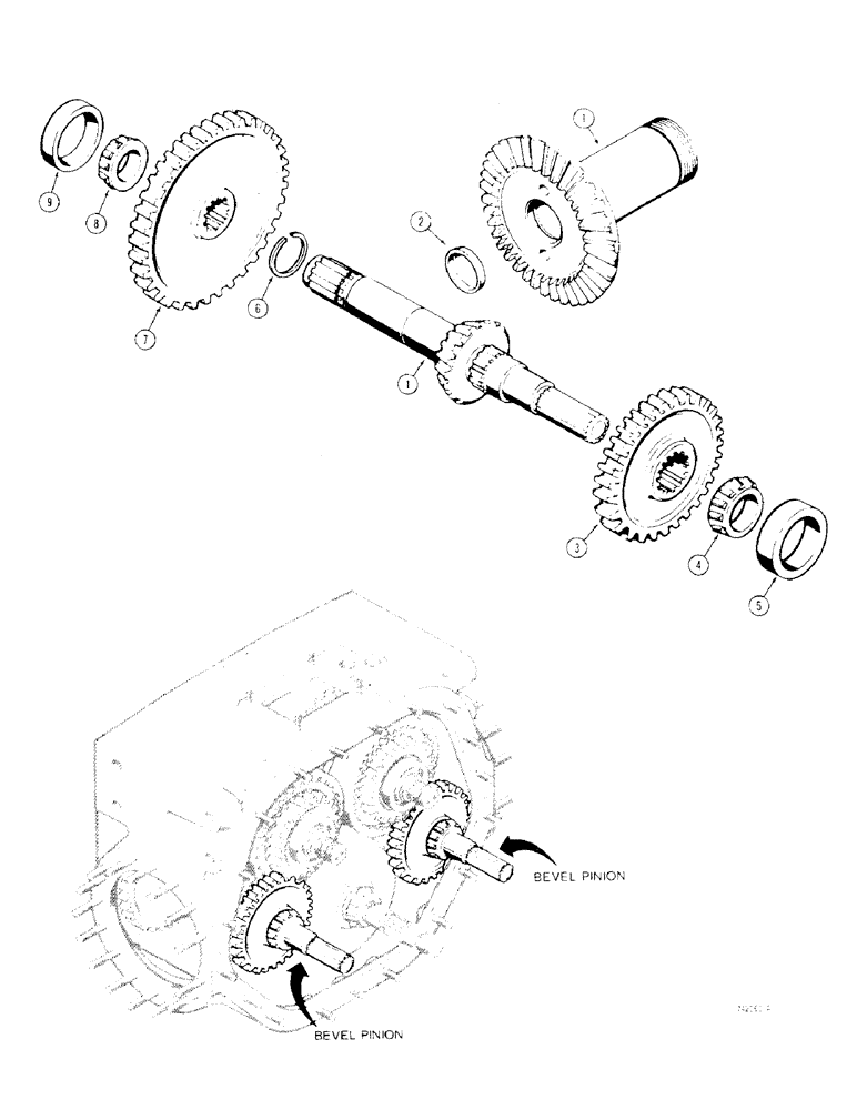 Схема запчастей Case 475 - (160) - TRANSMISSION BEVEL PINION SHAFT AND GEAR (21) - TRANSMISSION