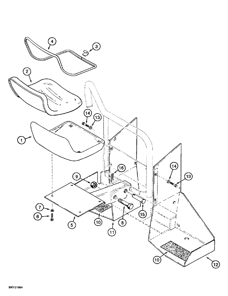 Схема запчастей Case 560 - (9-022) - SEAT, SEAT MOUNTING, AND FOOT GUARDS, D100 BACKHOE (09) - CHASSIS/ATTACHMENTS