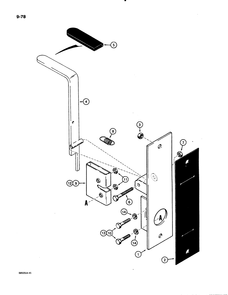 Схема запчастей Case 621 - (9-078) - ROTARY WINDOW LOCK (09) - CHASSIS/ATTACHMENTS