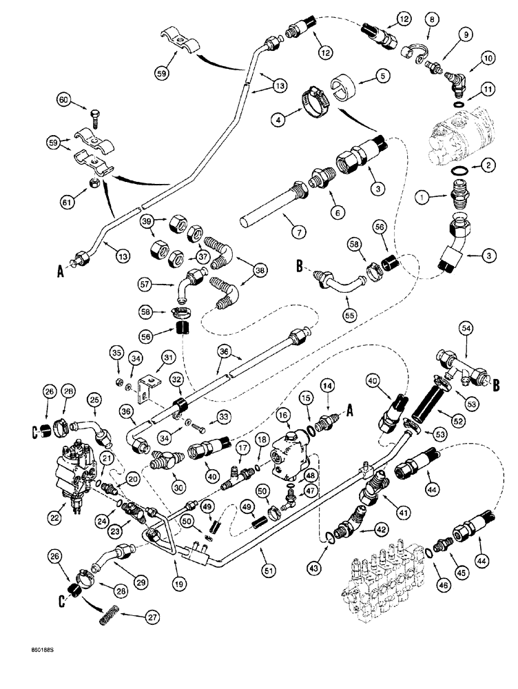 Схема запчастей Case 760 - (08-004) - BASIC HYDRAULIC CIRCUIT, MODELS WITH ELECTRONIC STEERING, PRIOR TO P.I.N. JAF0003171 (35) - HYDRAULIC SYSTEMS