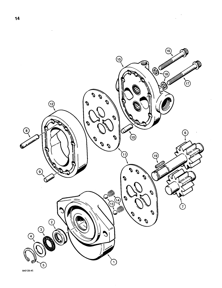Схема запчастей Case CASE - (14) - H654814 HYDRAULIC MOTOR 