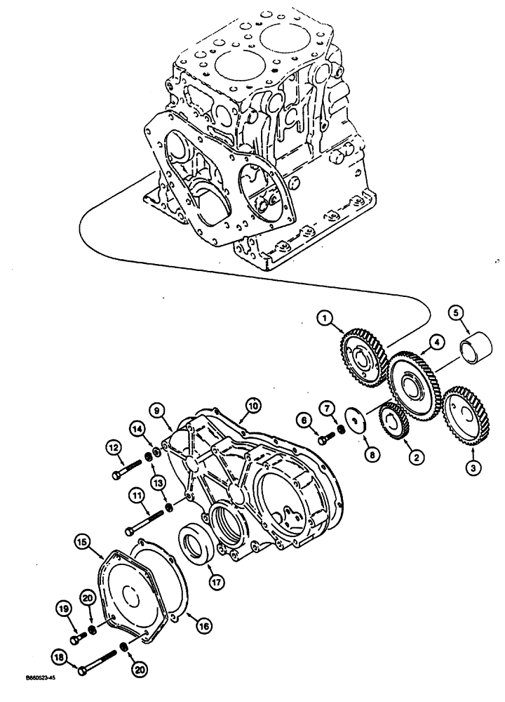 Схема запчастей Case CASE - (2-14) - FRONT COVER AND GEARS (02) - ENGINE