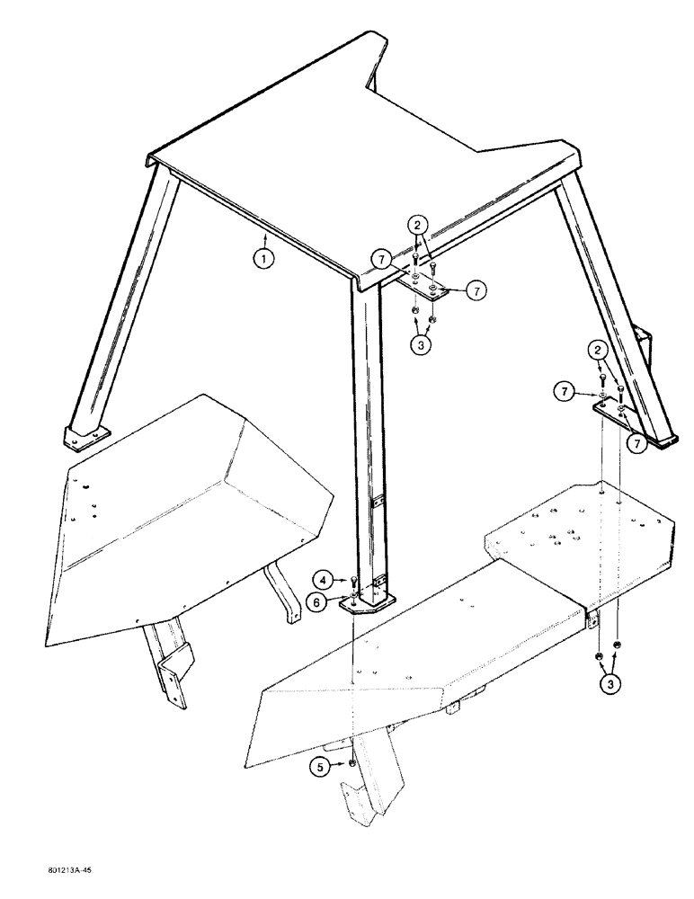 Схема запчастей Case 480F LL - (9-156) - ROPS CANOPY, 480F LL MODELS ONLY (09) - CHASSIS/ATTACHMENTS