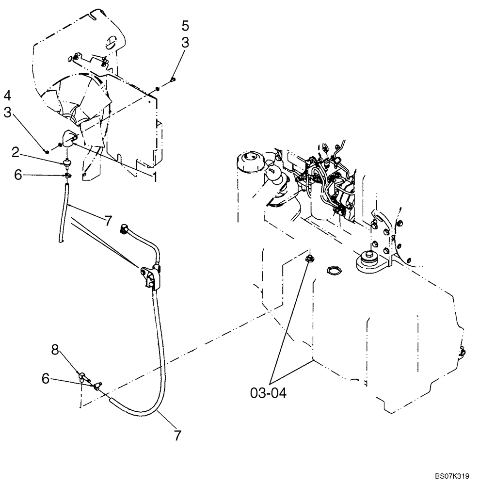 Схема запчастей Case 521E - (03-04A) - FUEL TANK - BREATHER (03) - FUEL SYSTEM