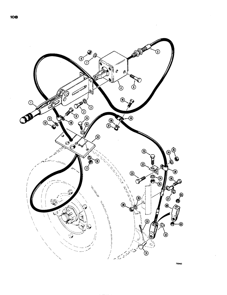 Схема запчастей Case W24 - (108) - BRAKE SYSTEM, PARKING BRAKE (07) - BRAKES