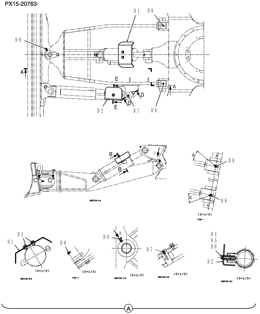 Схема запчастей Case CX36B - (420-72[2]) - CYLINGER INSTAL (ANGLE DOZER) (04) - UNDERCARRIAGE